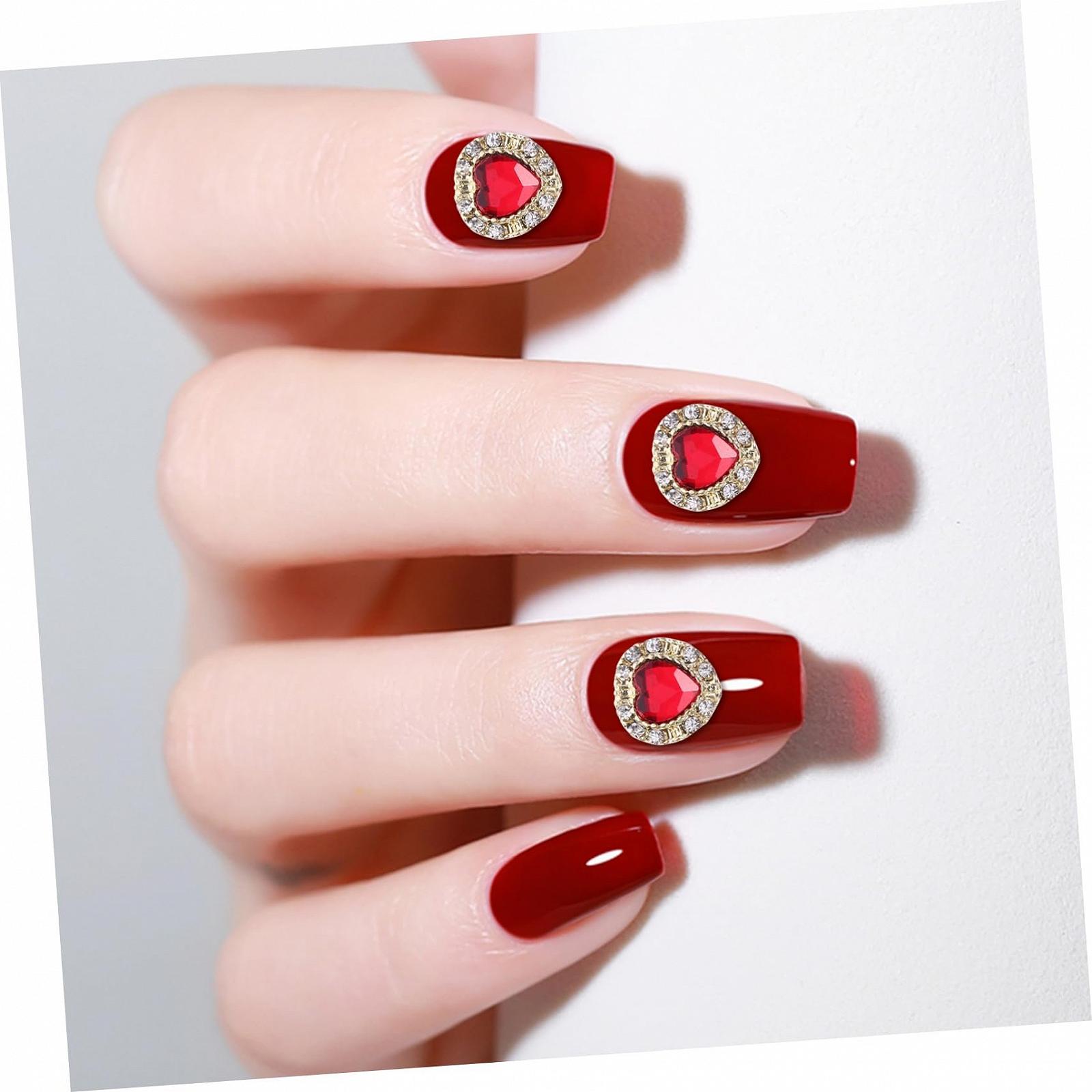 Подвеска для ногтей Сердце, цинковый сплав, 3D, 10 штук, фото №5