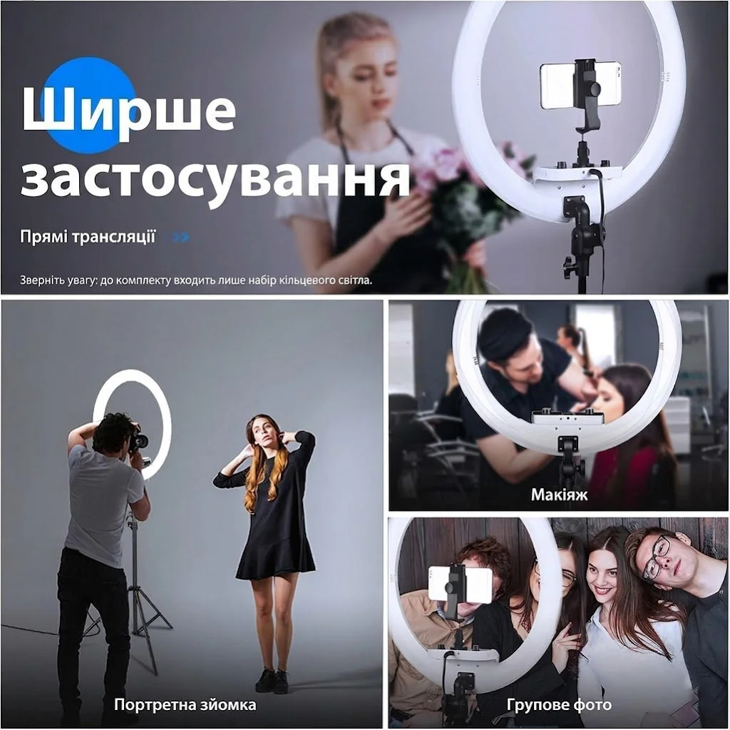 Кільцева LED лампа 18" NEEWER RL-18 (RP18) / 3200-5600K / Регулювання яскравості / Bluetooth / Чорна, фото №5