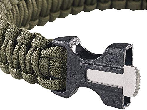 Браслет Paracord Semptec Urban Survival Technology, Набор из 2 штук, с веревкой, свистком, огнивом и ножом, Черный, Оливковый, фото №4