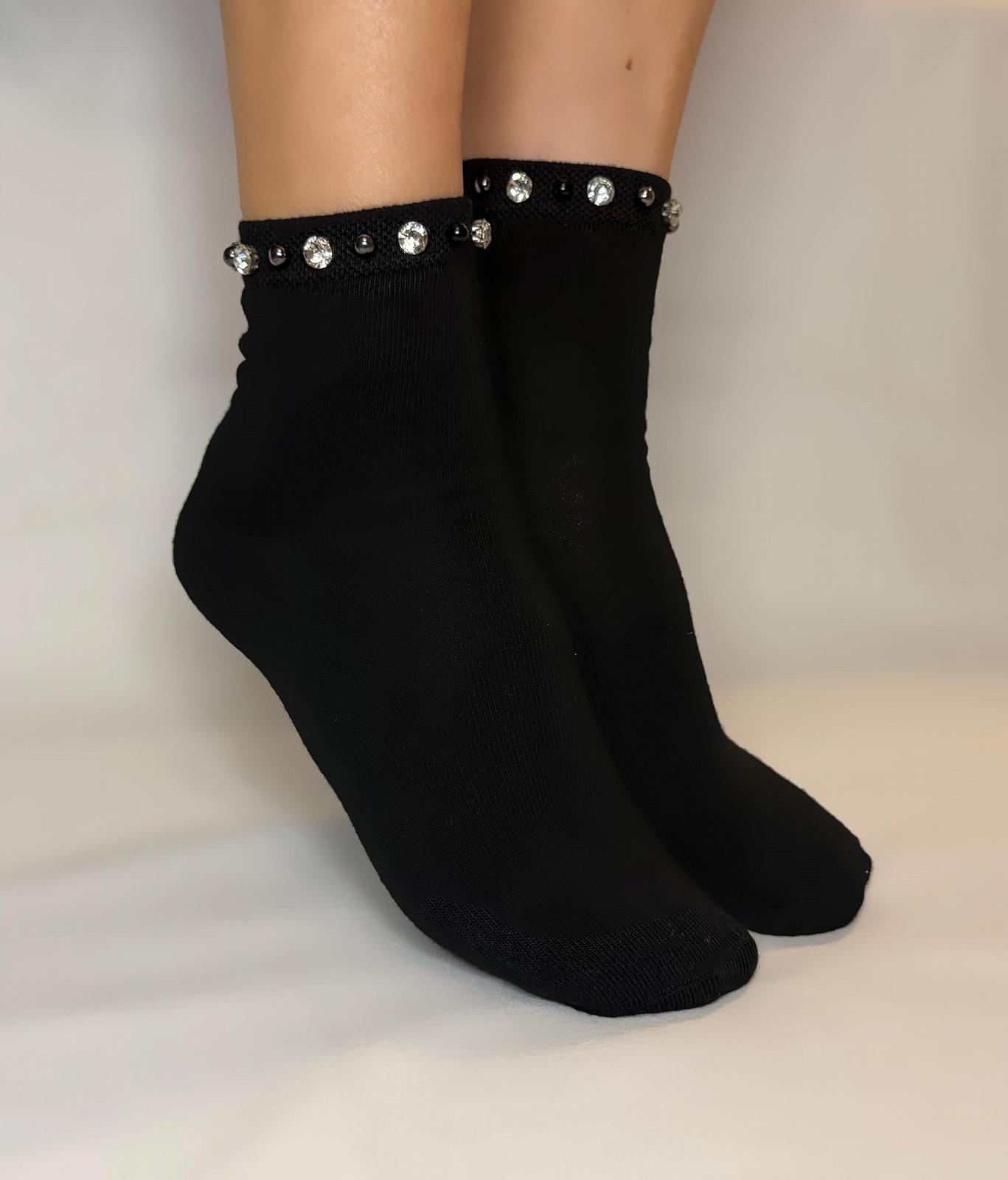 Носки Хлопковые с кристаллами и декоративными бусинами Элегантные и изысканные, фото №5