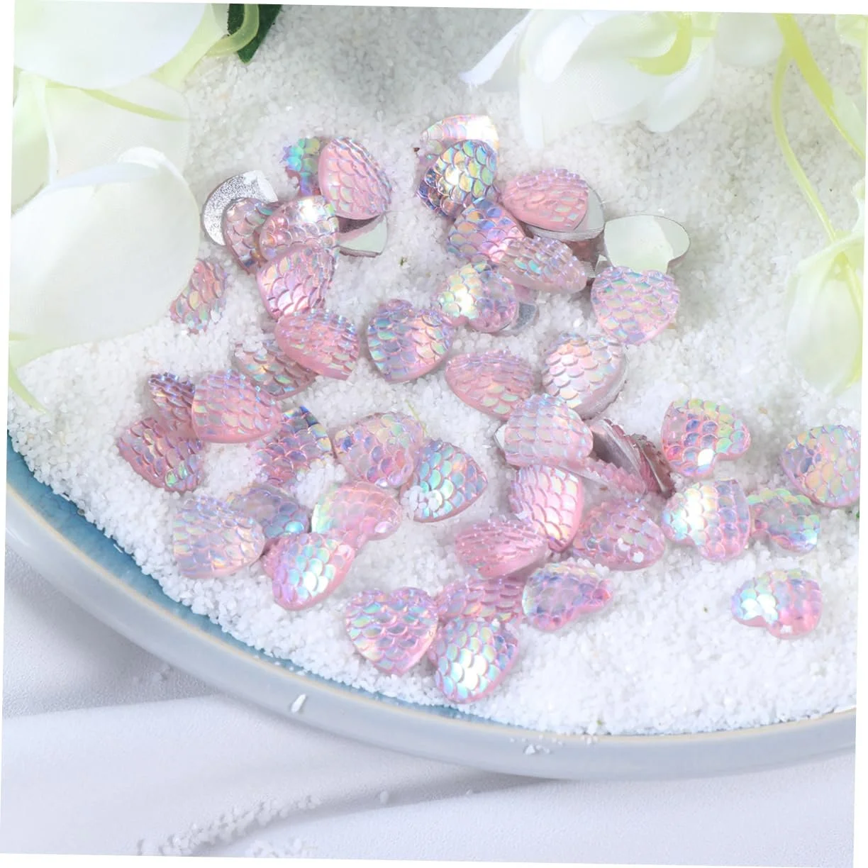 Стразы Круглые из полимерной глины Ab-цвета 150 шт для ювелирных изделий, в форме сердца, блестящие, для рукоделия, ногтей и мобильных телефонов, фото №4