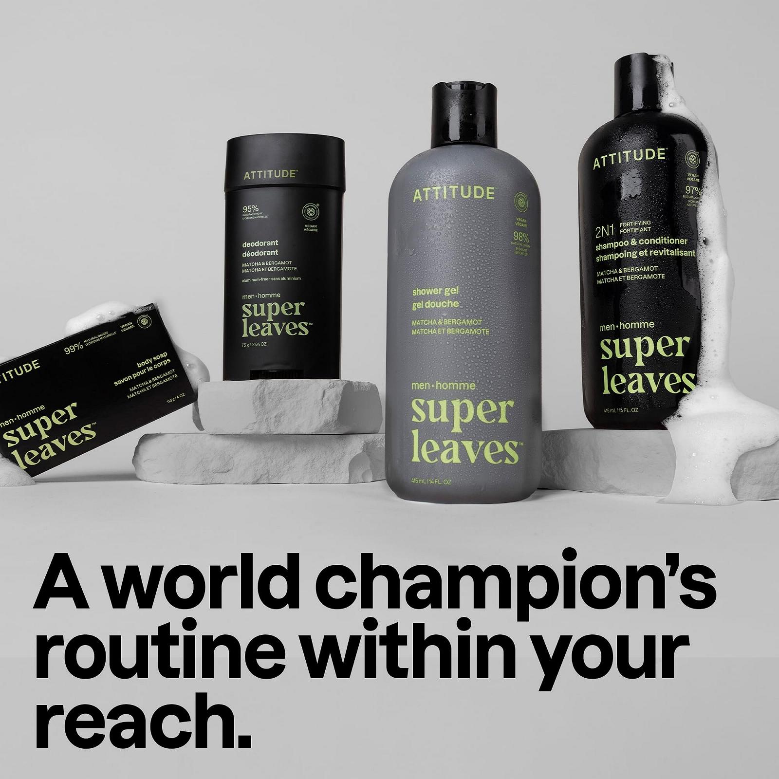 Гель для душу ATTITUDE для чоловіків 98% натуральний Матча та Бергамот 415 мл, фото №6