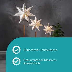 Настільна лампа EGLO Зірка Паперовий абажур Дерев'яна основа 3D E14 Біла synthetic.ua - Фото 1