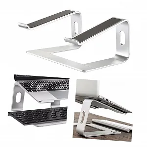 Подставка для ноутбука алюминиевая вентилируемая подставка для охлаждения портативный держатель для дома офиса в дороге нескользящая защитная подушка для стабильного использования - Фото 1