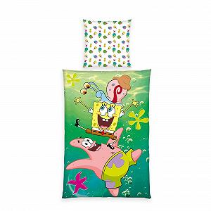 Постільна білизна Herding SpongeBob Squarepants, наволочка 80 x 80 см з двостороннім малюнком, підковдра 135 x 200 см, на блискавці, 100% бавовна/рефорсе, різнокольоровий - Фото 1