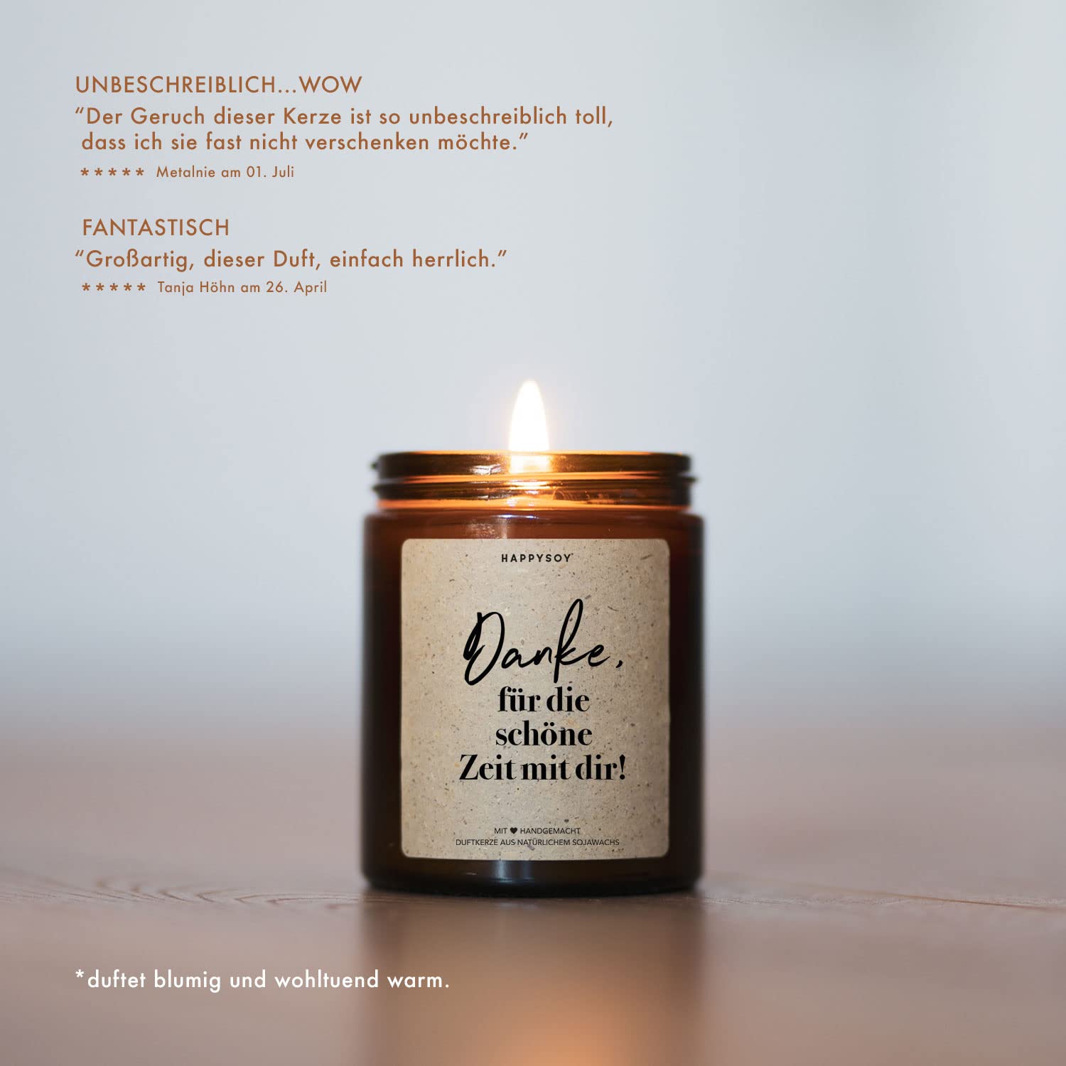 Свічка Happysoy Подарунок 7 x 8 cм 150 г Ароматична зі склом з написом з сої, фото №5