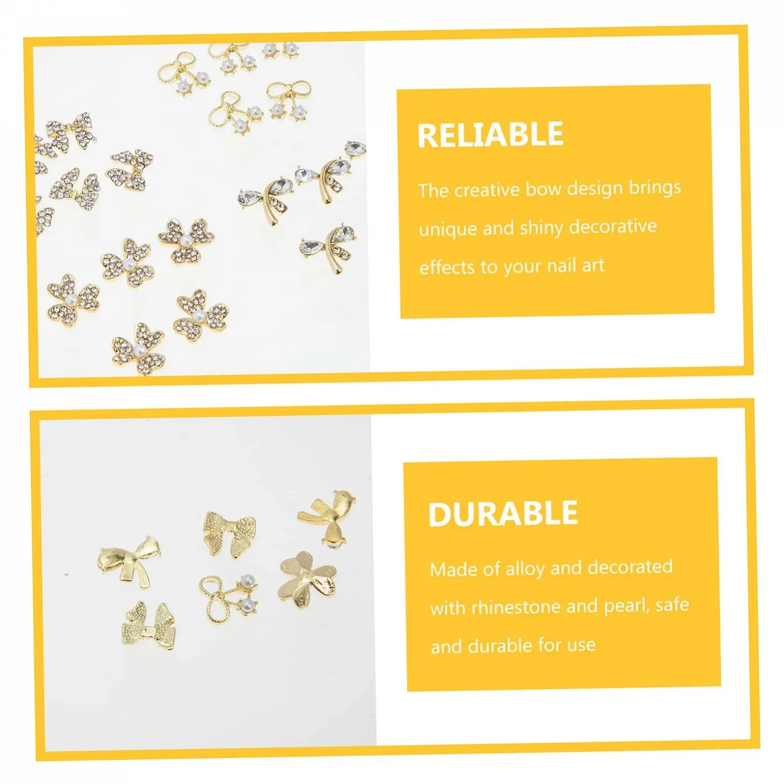 Украшения для ногтей Бантик FRCOLOR 20 шт., украшения для маникюра с жемчугом и стразами, DIY украшения, фото №5