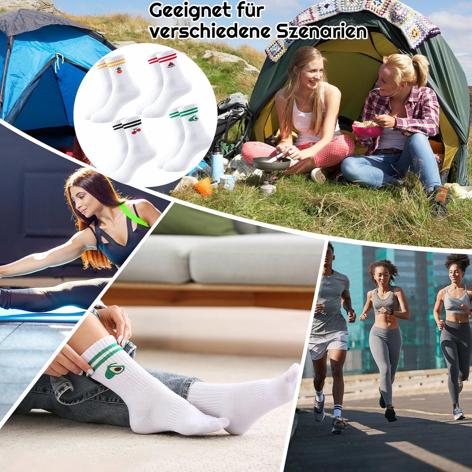 Теннисные носки Унисекс с фруктовым узором 4 пары, размер 38-42, белые, фото №7