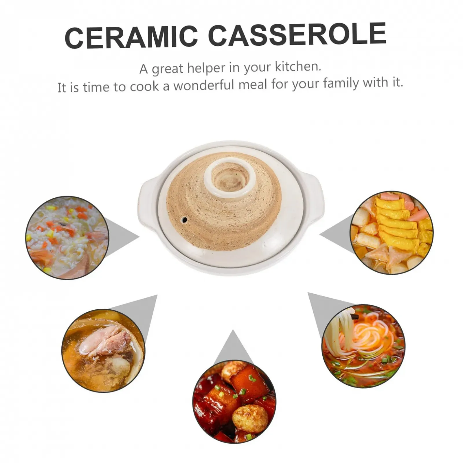 Керамический горшок для риса большой с крышкой, фото №5