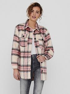 Куртка ONLY ONLDEENA-KAWI L/S CHECK SHACKET PNT 15235844 Розовый фламинго Клетка Мохаве Пустыня/Ночь - Фото 1