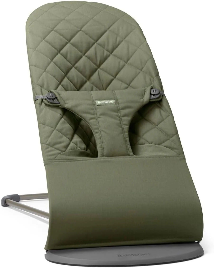 Шезлонг BabyBjörn Bliss / Dark Green / Woven Classic Quilt, фото №1