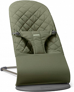 Шезлонг-качалка BabyBjörn Bliss / Dark Green / Woven Classic Quilt / 0-2 года / до 13 кг / 3 положения наклона / Темно-зеленая - Фото 1