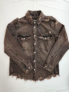 Світшот zara OVERDYED DENIM OVERSHIRT brown L - Фото 1