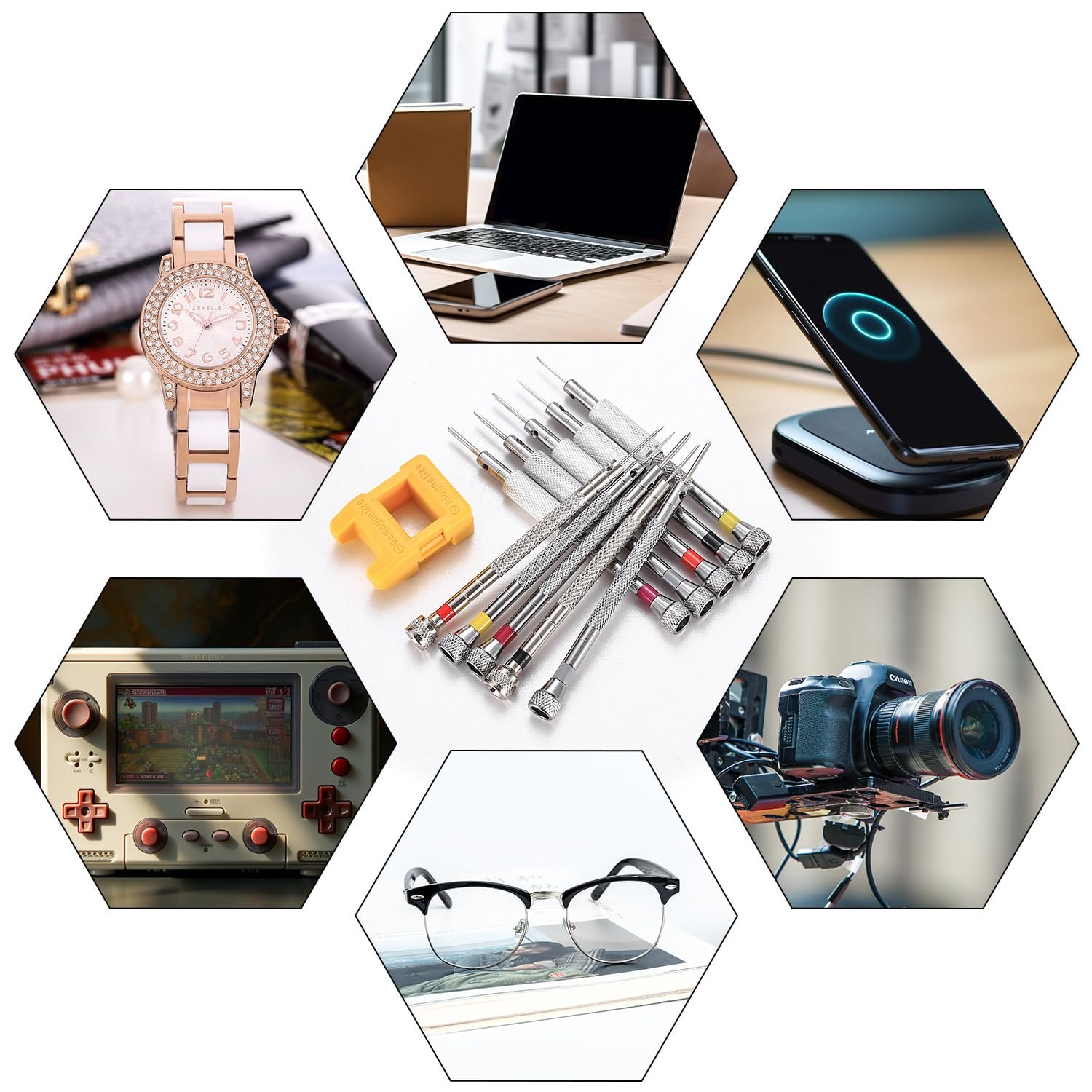 Набір викруток Watchmaker Precision 10 шт. для ремонту годинників окулярів з розмагнічувачем і молотком, фото №7 Набір викруток Watchmaker Precision 10 шт. для ремонту годинників окулярів з розмагнічувачем і молотком, фото №7