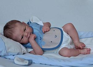 Кукла Anano Silicone Reborn Baby Boy, Новорожденный Малыш Кукла, Реалистичная Кукла, Красные Высыпания, 17 Дюймов Реалистичная Кукла, Открытые Глаза Силиконовая Кукла, Синие Вены для Ролевых Игр - Фото 1