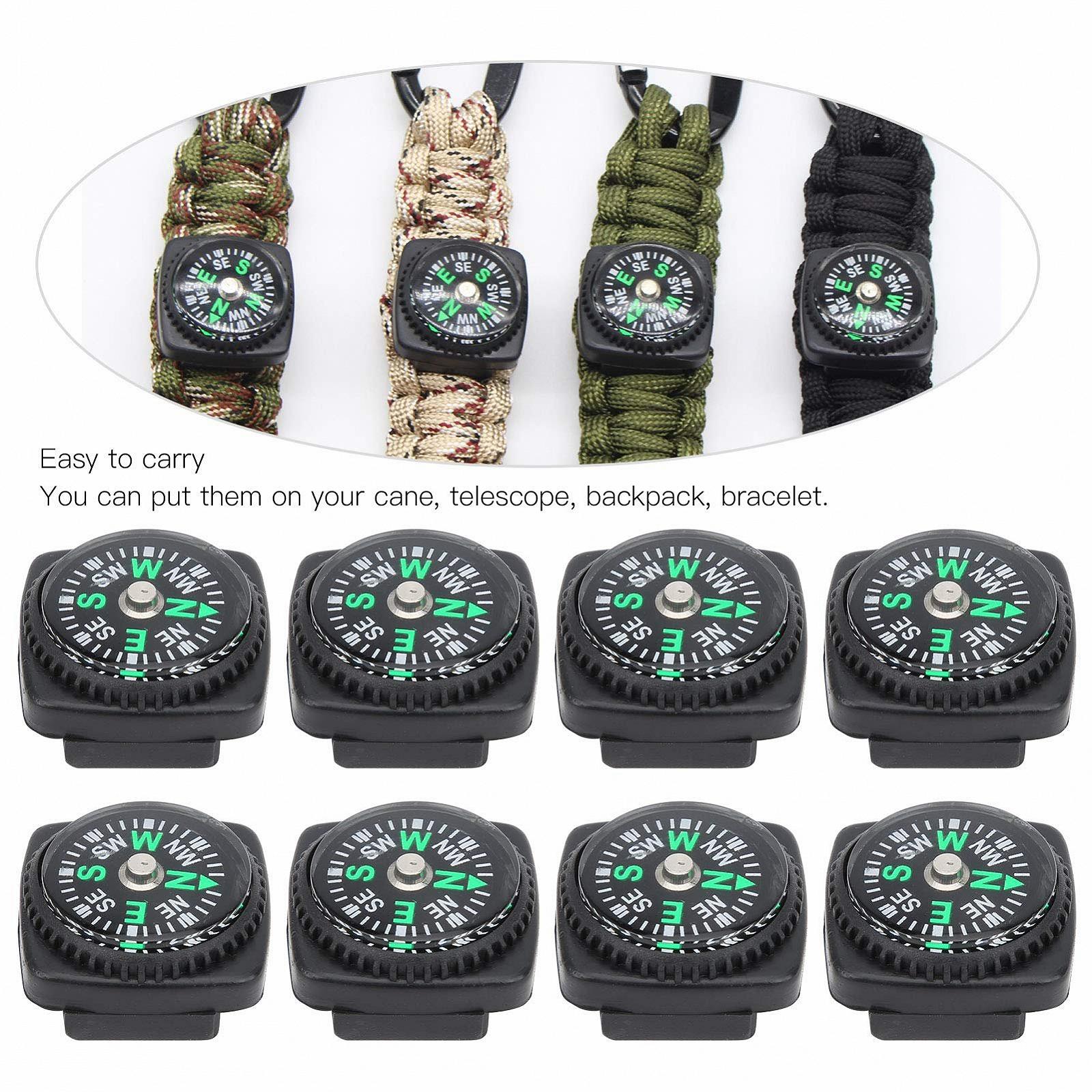 Браслет выживания Paracord, свисток, компас, 25 шт./упак., черный, фото №3