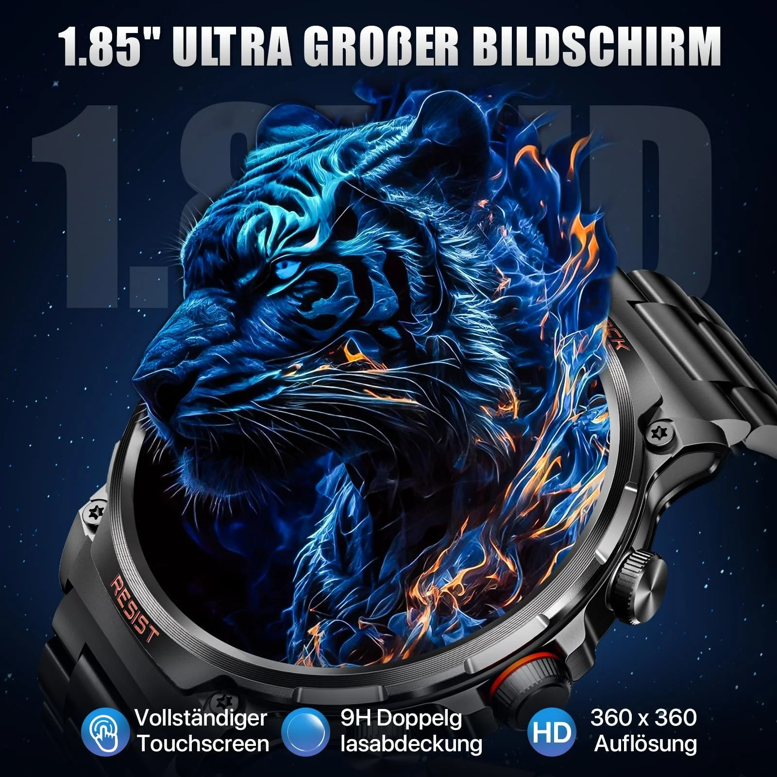 Смарт-часы WalkerFit Military 1.85 Inch HD, 710 mAh Черный, фото №2 Смарт-часы WalkerFit Military 1.85 Inch HD, 710 mAh Черный, фото №2