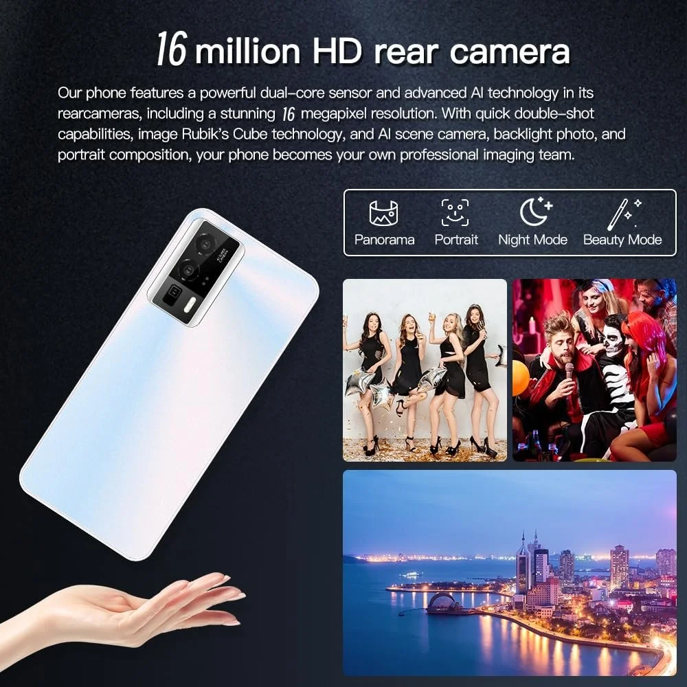 Смартфон MTGud Pova5Pro 4GB RAM + 32GB ROM 6.56 дюйма HD 5000 мАч White, фото №3