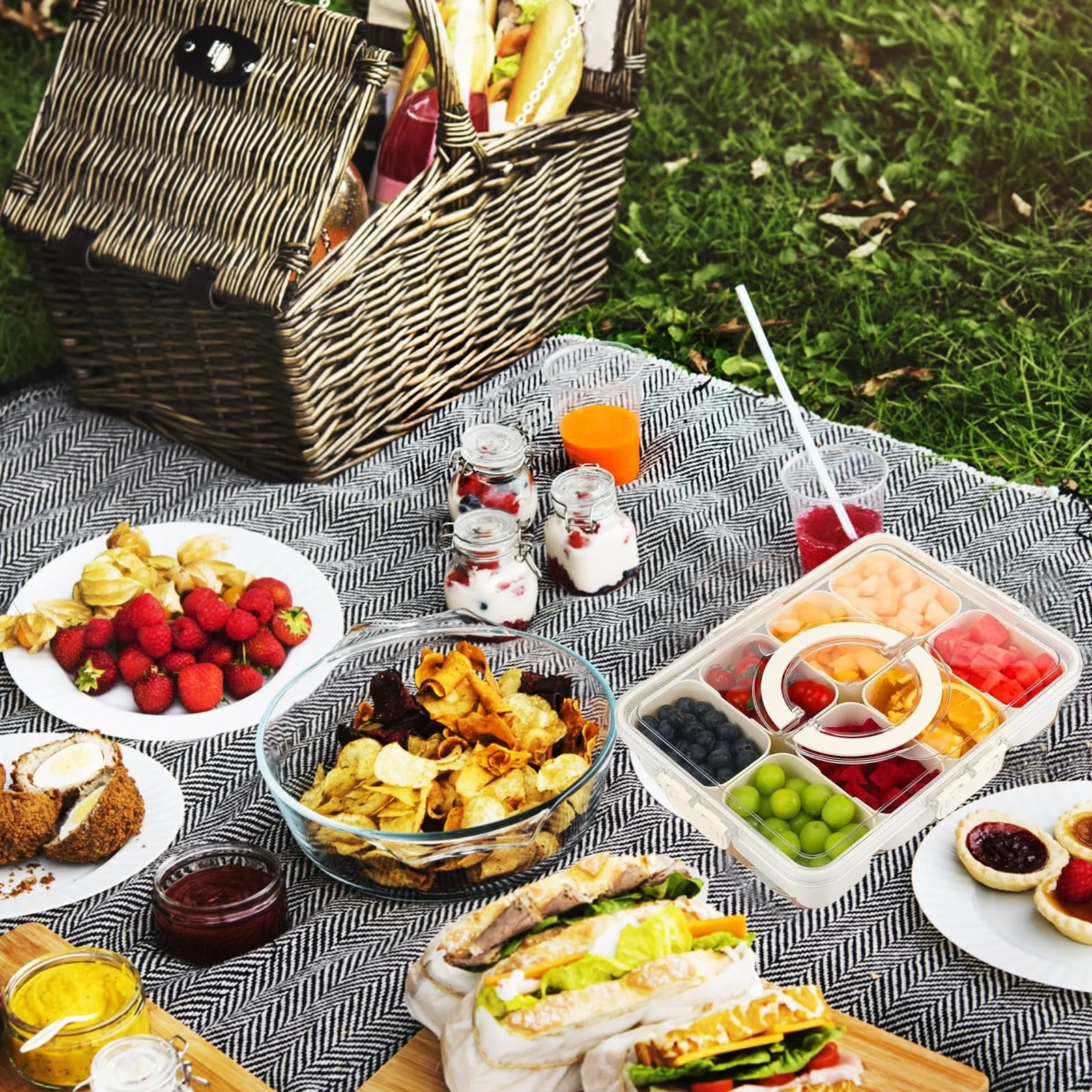 Миска для закусок Amexo с 8 отделениями Тарелка для закусок с крышкой, фото №7 Миска для закусок Amexo с 8 отделениями Тарелка для закусок с крышкой, фото №7