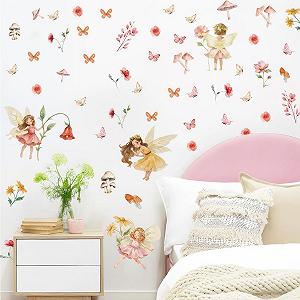 Наклейка на стіну Феї Квіти Ельфи Метелики Гриби 98 x 30 см - Фото 1