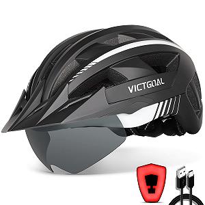 Шолом велосипедний VICTGOAL MTB, з магнітними окулярами та козирком, 21 вентиляційний канал, регульований - Фото 1