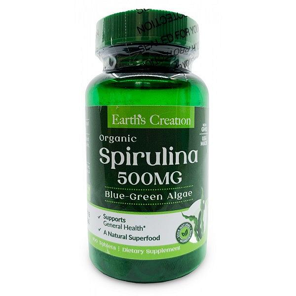 Спирулина Earths Creation Spirulina 500 mg 100 tabs, фото №1