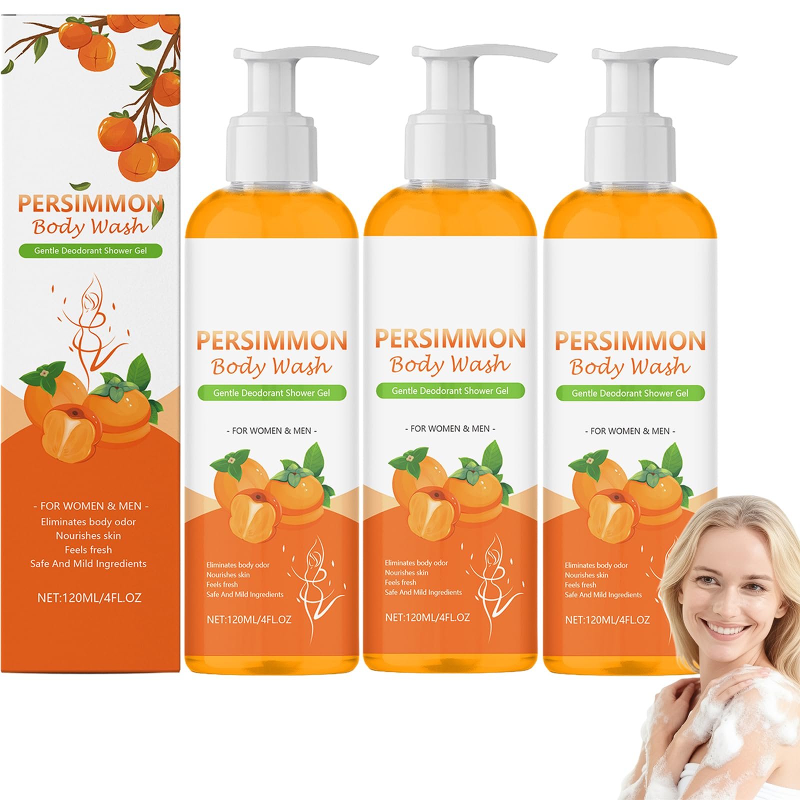 Гель для душа Persimmon против запаха тела, для зрелой кожи, дезодорирующий, свежий аромат, увлажняющий (3 шт.), фото №1 Гель для душа Persimmon против запаха тела, для зрелой кожи, дезодорирующий, свежий аромат, увлажняющий (3 шт.), фото №1