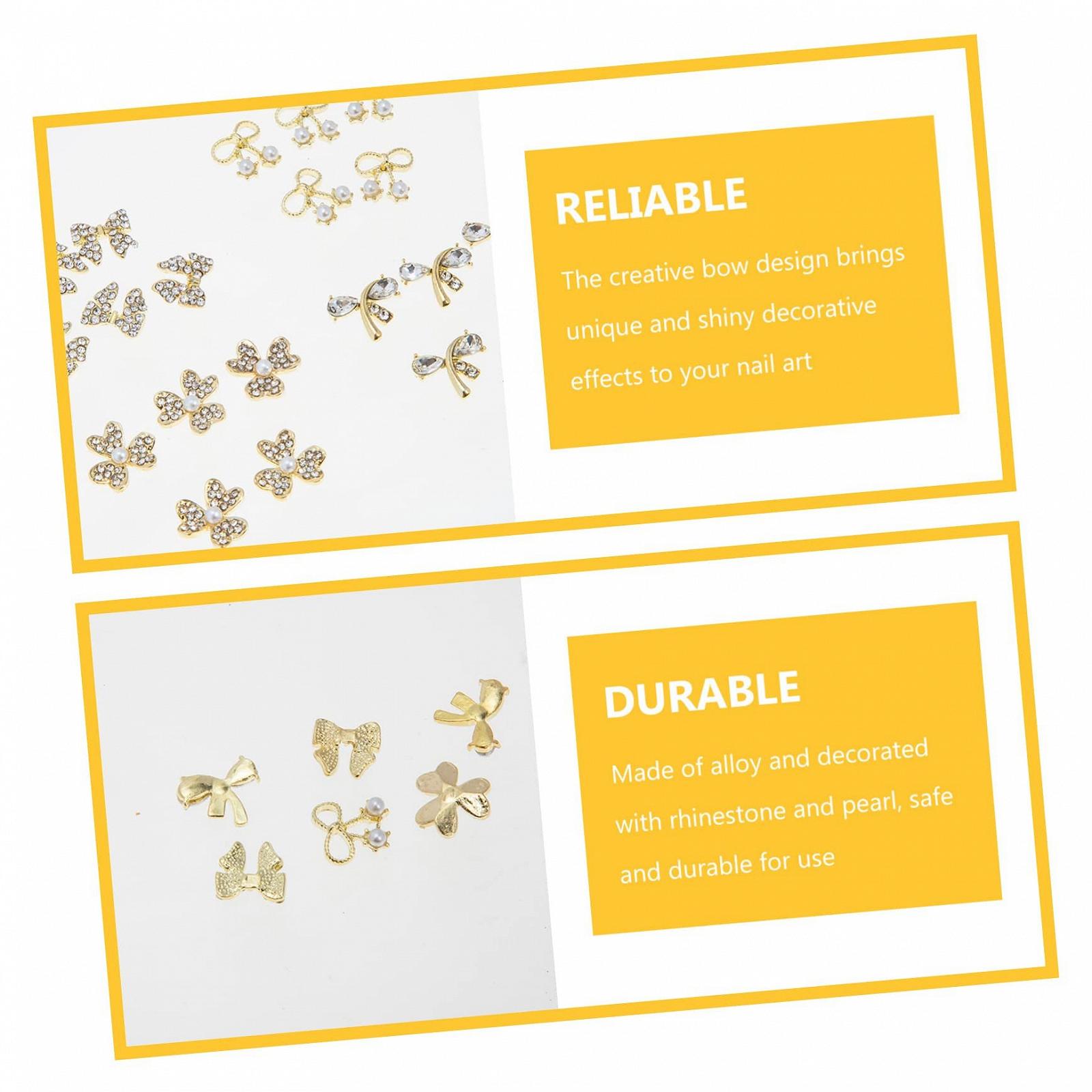 Бантики, стрази для нігтів, хрестики, металеві прикраси, фото №3