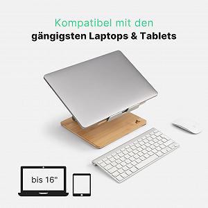 Подставка для ноутбука бамбуковая для 10-15 дюймов synthetic.ua - Фото 1