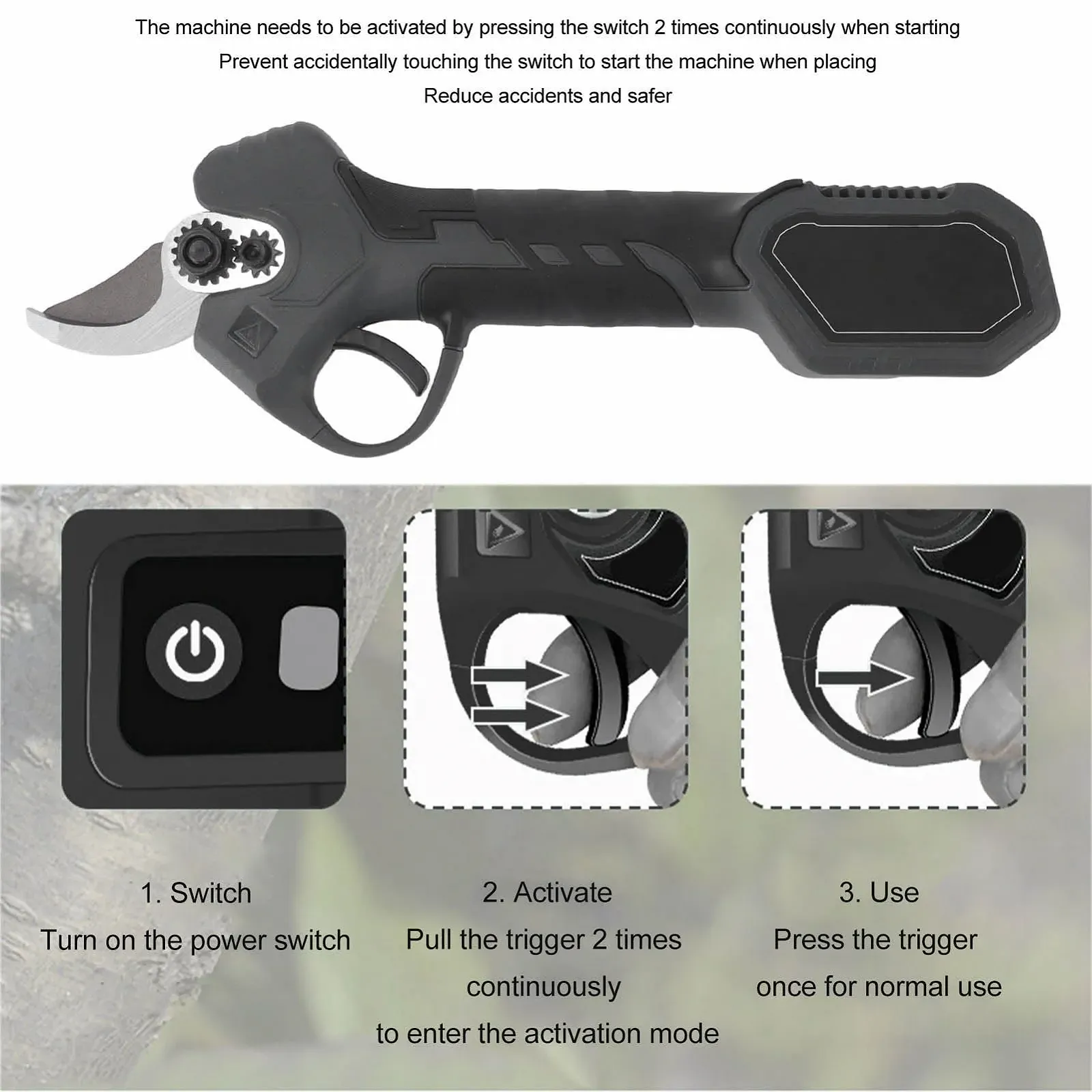 Електричний секатор Qcwwy Акумуляторний 7.2V для квіткових гілок Чорний, фото №4