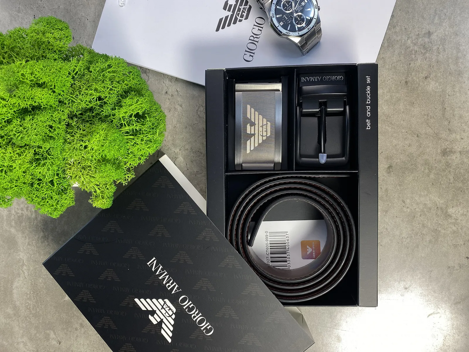 Подарочный набор с кожаным ремнем Giorgio Armani с двумя сменными пряжками Джорджио Армани, фото №7