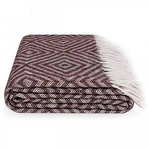 Плед Lanavitta Напіввовняний "Romb", Покривало на ліжко, Плед на диван, Коричневий - Фото 1