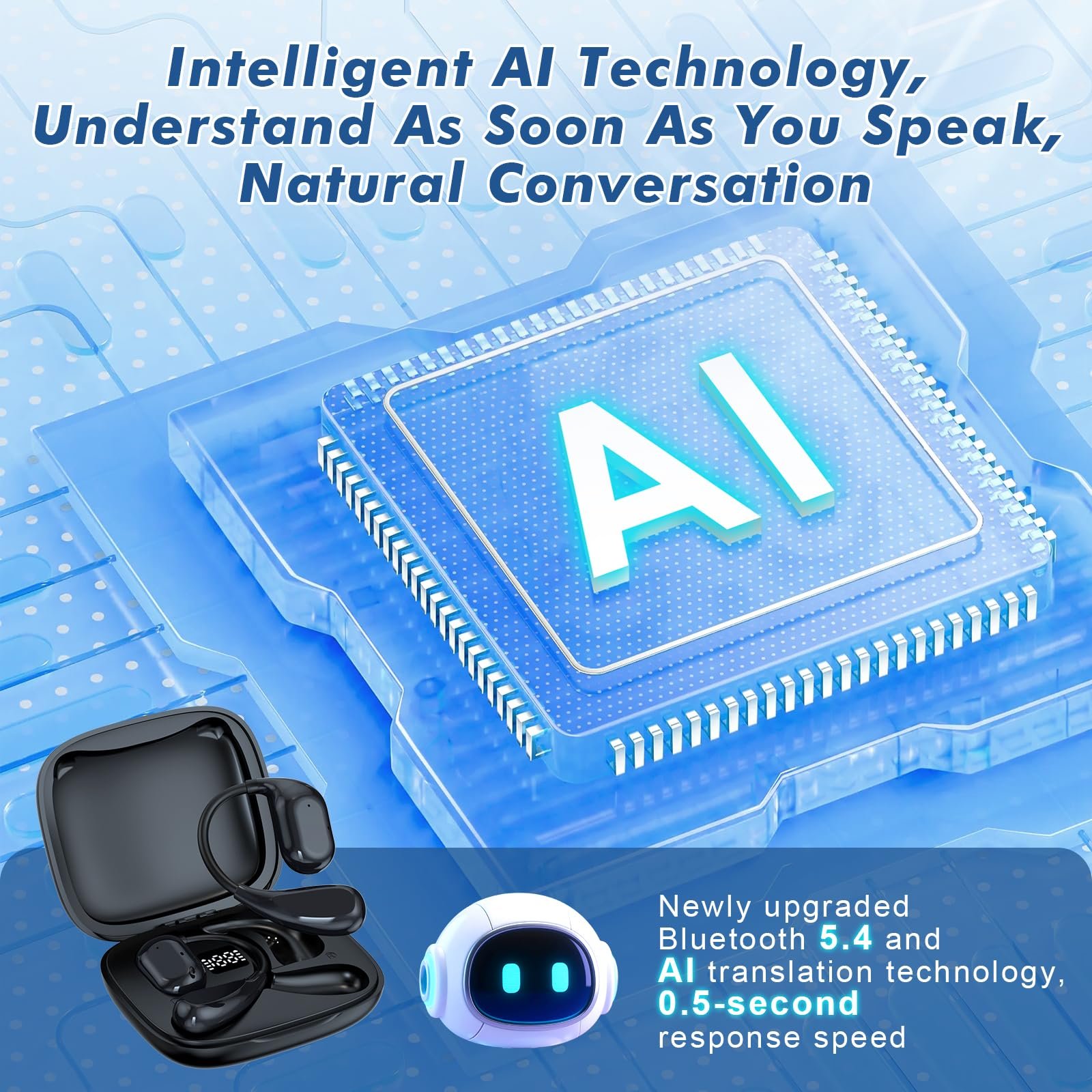 Навушники-перекладачі KI, з перекладом у реальному часі, 6 режимів, фото №3