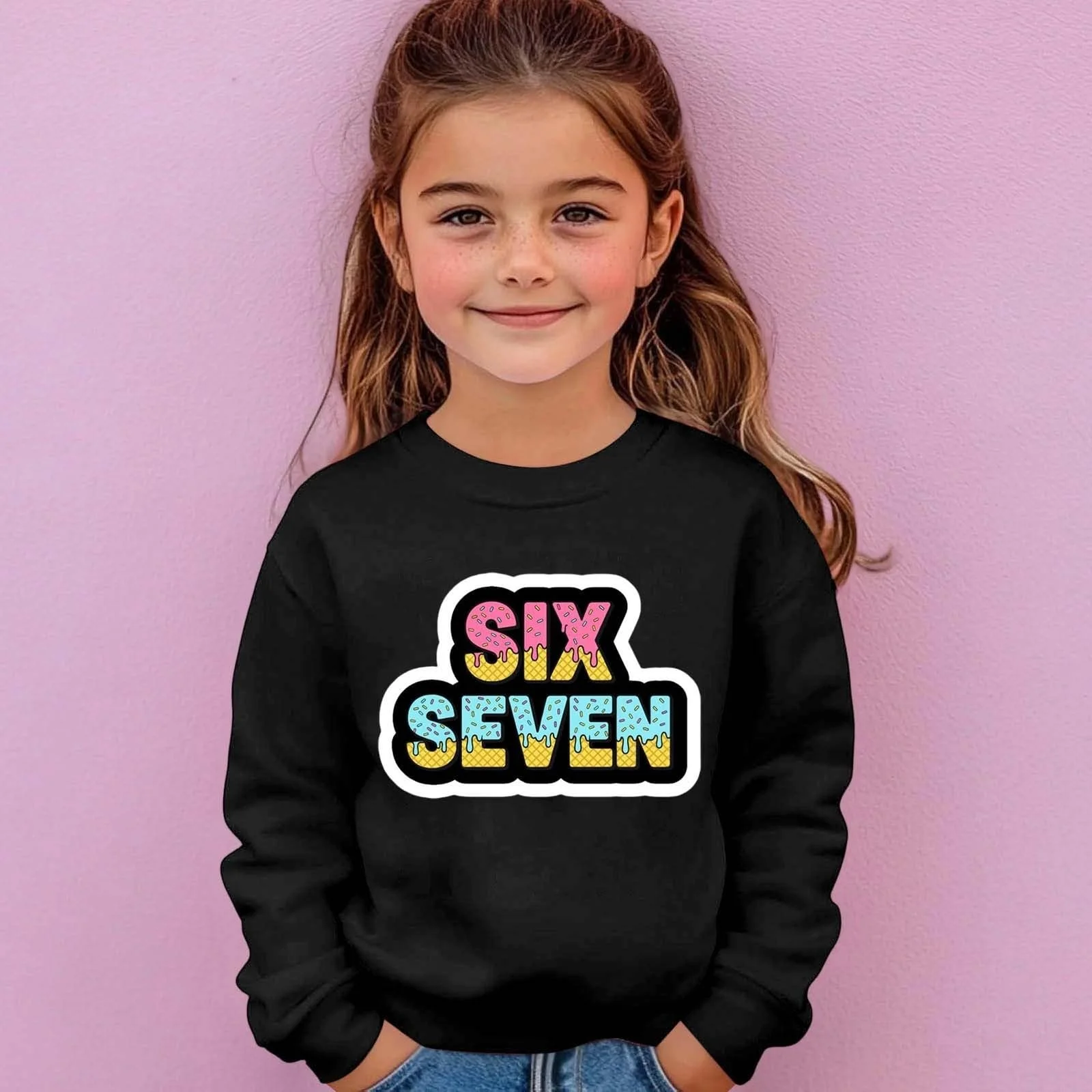 Світшот для дівчинки з довгими рукавами та круглим вирізом з графічним принтом, фото №2 Світшот для дівчинки з довгими рукавами та круглим вирізом з графічним принтом, фото №2