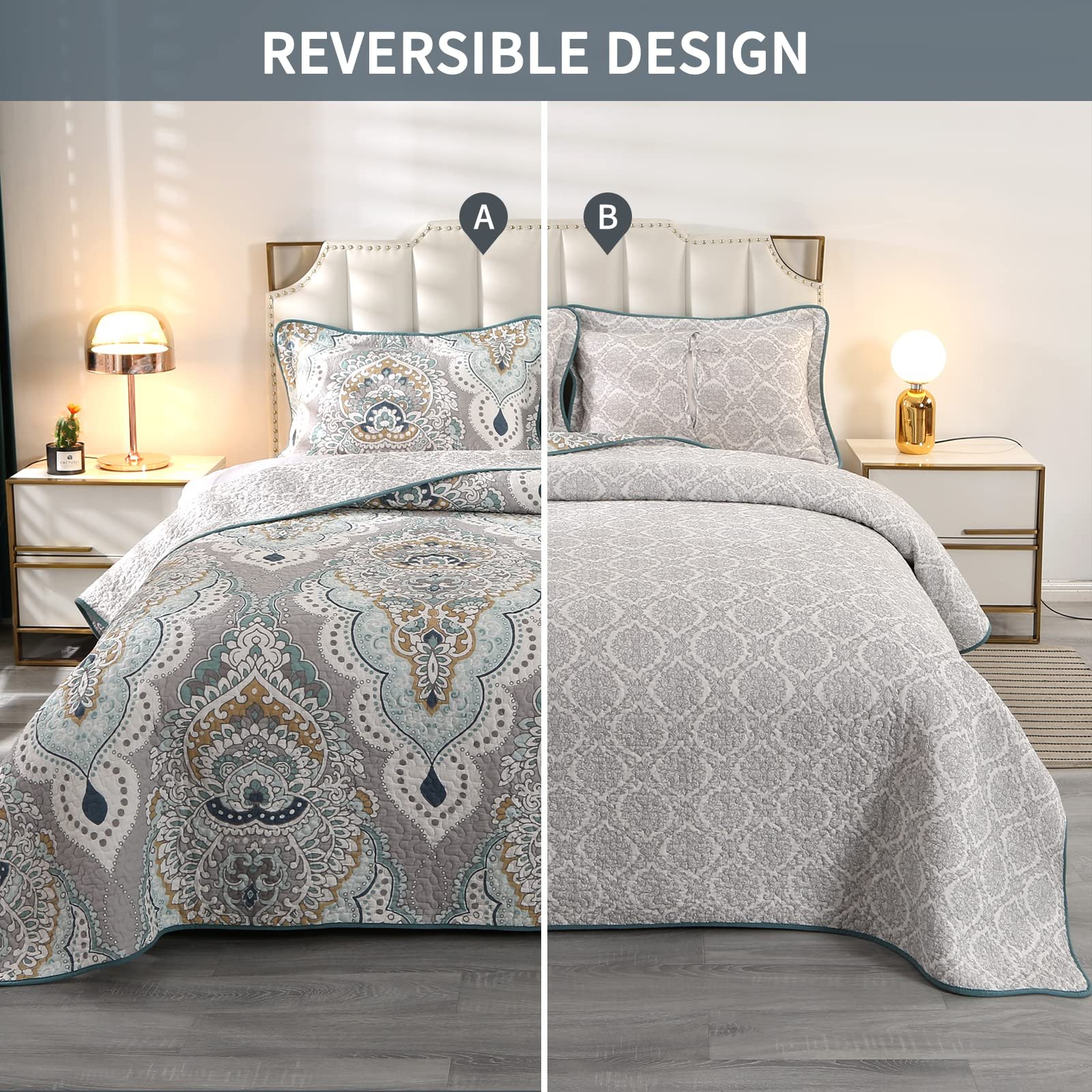 Покривало Qucover Бароко 220 x 240 см Бавовна Сірий, фото №3 Покривало Qucover Бароко 220 x 240 см Бавовна Сірий, фото №3