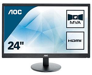 Монітор AOC M2470SWH 59.9 см (23.6 дюйма) MVA (VGA, HDMI, 5 мс час відгуку, 1920x1080, 60Гц) чорний - Фото 1