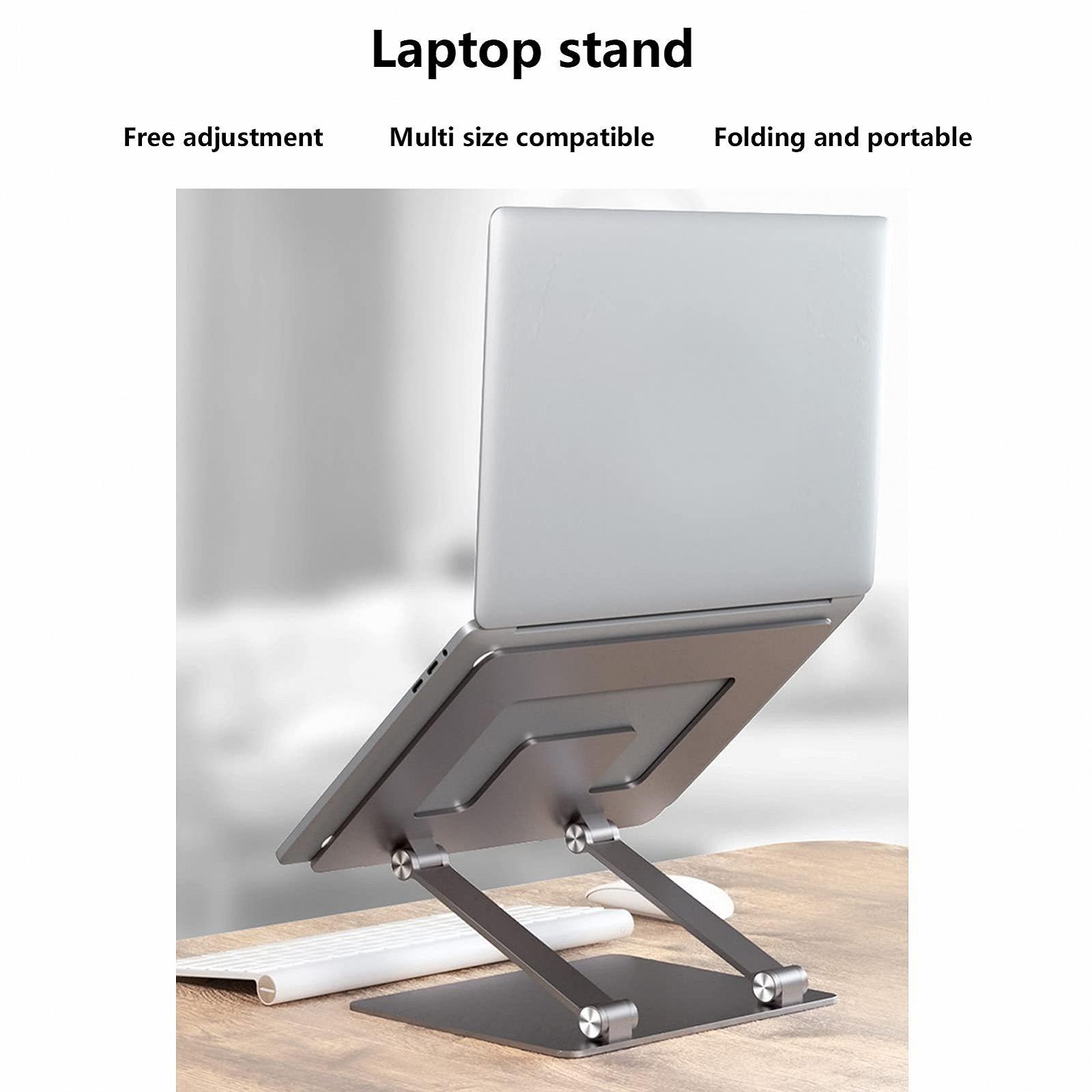 Подставка для ноутбука алюминиевая, складная портативная 15,9 дюймов, эргономичная регулируемая по высоте, теплоотвод для эффективного охлаждения, нескользящая, фото №9