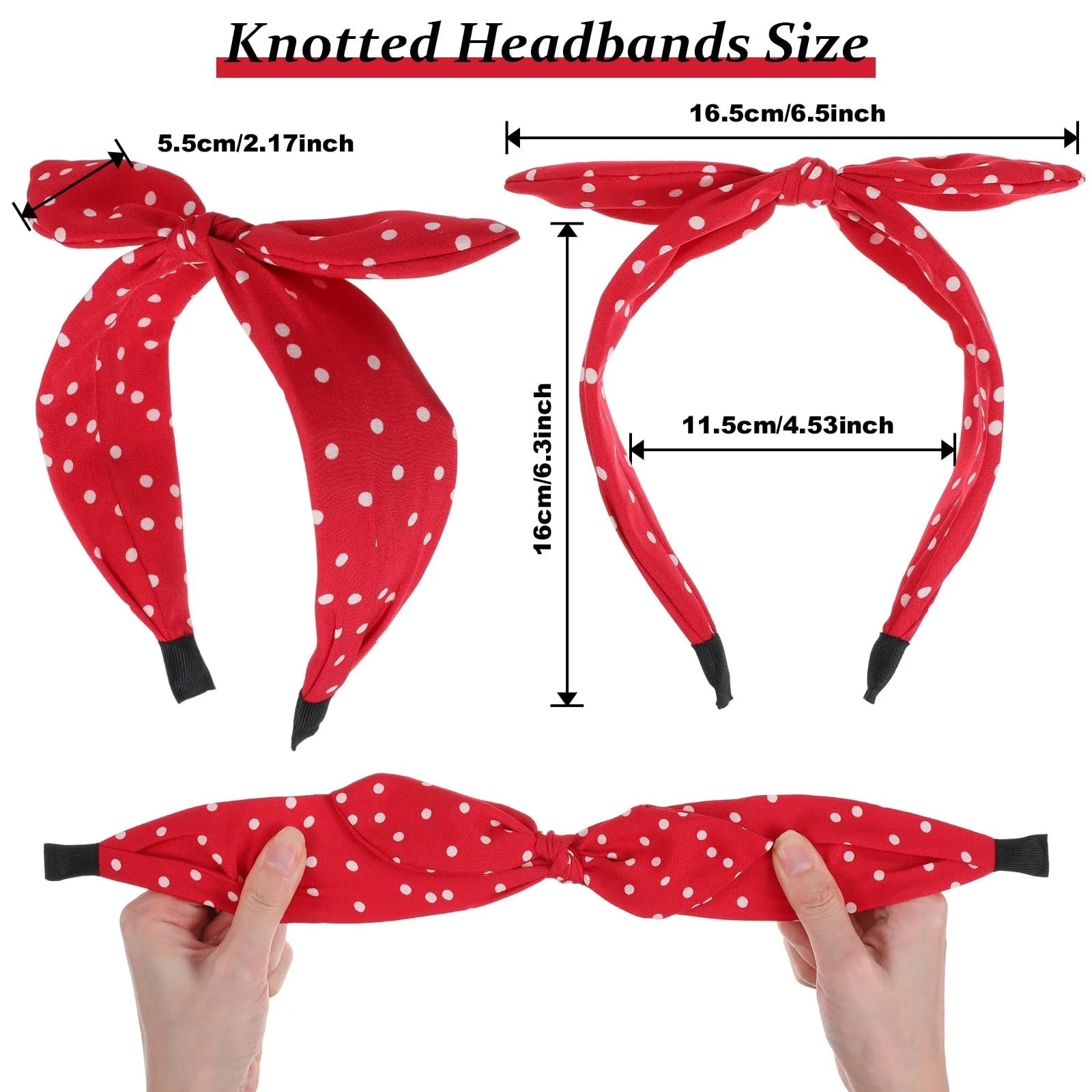 Пов'язка на голову Широка в горошок з бантом, фото №2