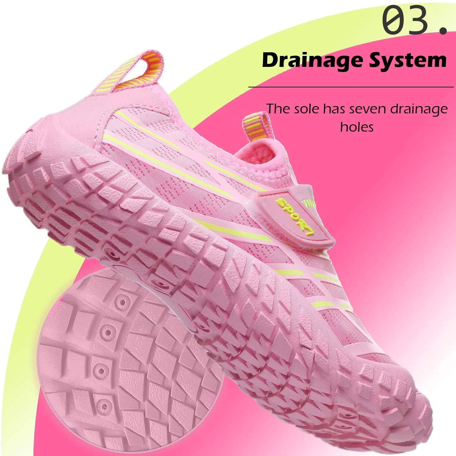 Детские водные туфли Пляжная Кроссовки и девочек Кроссовки для плавания Кроссовки для купания Быстросохнущие аквашузы Легкие нескользящие спортивные туфли для босонож, фото №3