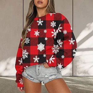 Женский Свитшот Рождественский Принт Длинный Рукав Рождественский Джемпер Забавный Графический Рождественский Джемпер Элегантный Шикарный Свитер Безобразный Рождественский Зимний Джемпер Повседневная Мода synthetic.ua - Фото 1