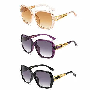 Солнцезащитные очки AYNKH Овальные Ретро Multicolor, 3 шт - Фото 1