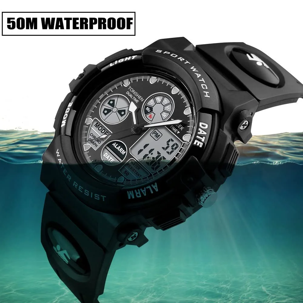 Водонепроникний Спортивний Годинник для Жінок Чоловіків Цифровий LED Електронний, фото №5