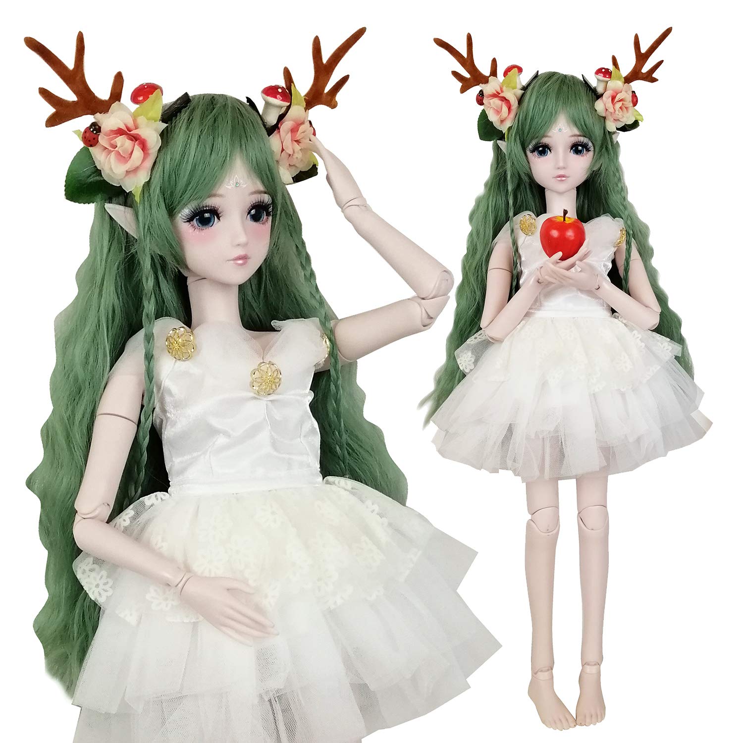 Лялька EVA BJD 1/3 Green Deer Spirit Demon Girl 24 дюйми 60 см 19 зчленувань, фото №1