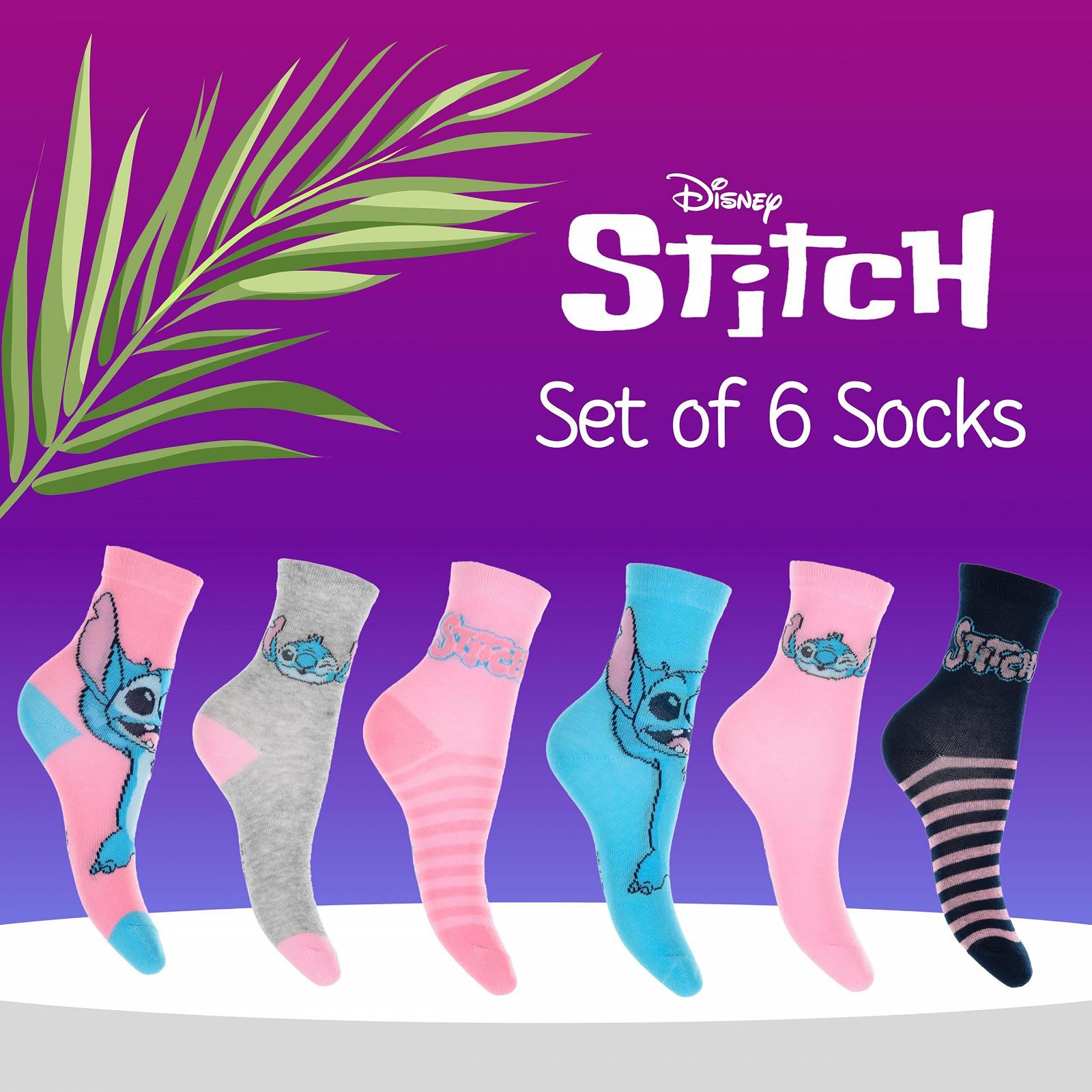 Носки Disney Stitch для девочек Набор из 6 классических хлопковых носков Размеры UK 6-2, фото №2