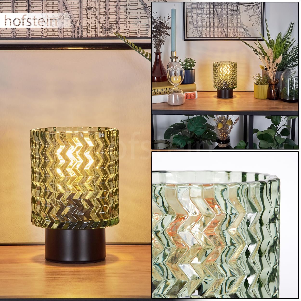 Настільна лампа Falgorosa Modern Vintage / Retro Design Метал / Скло Ø11 см E27 Чорний / Зелений, фото №2