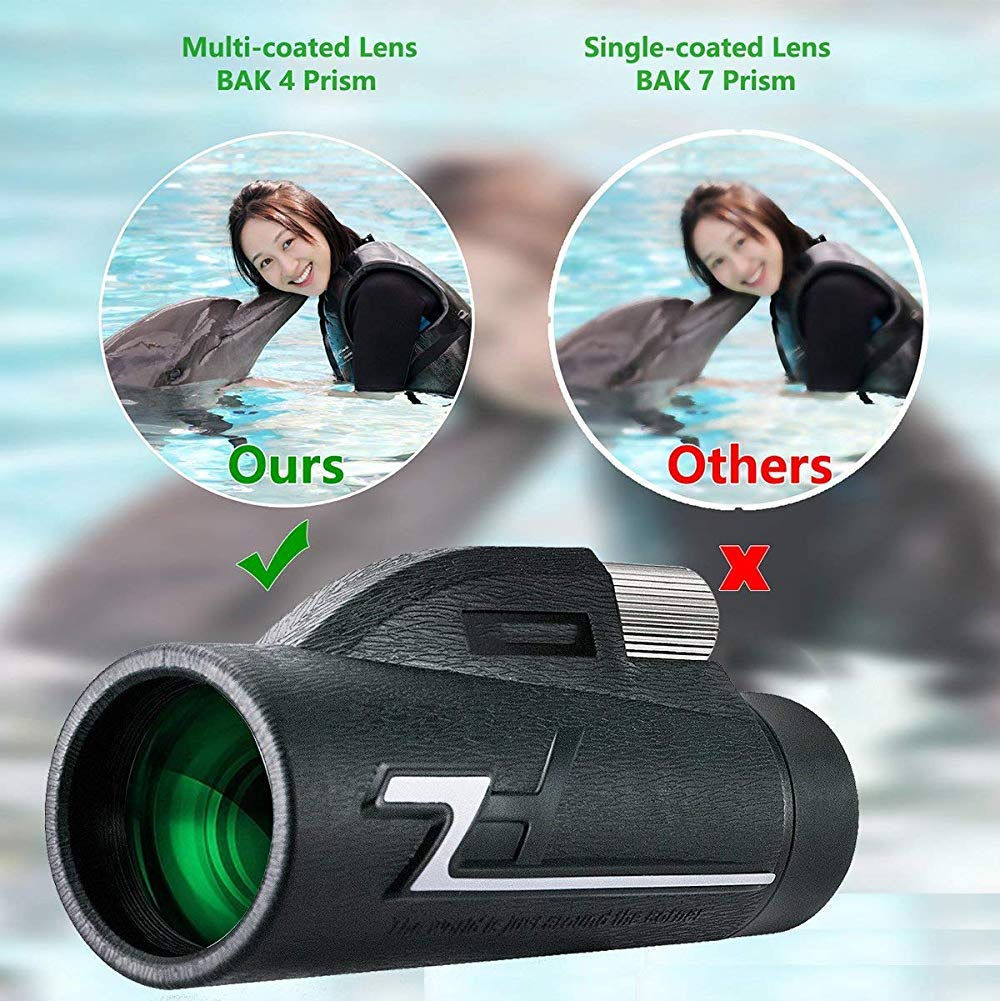 HD Durable Powerful 16x50 Монокуляр Телескоп Bak4 Prism Водонепроникний Проти туману Монокулярний приціл штатив тримач для телефону ідеально для птахів, фото №7