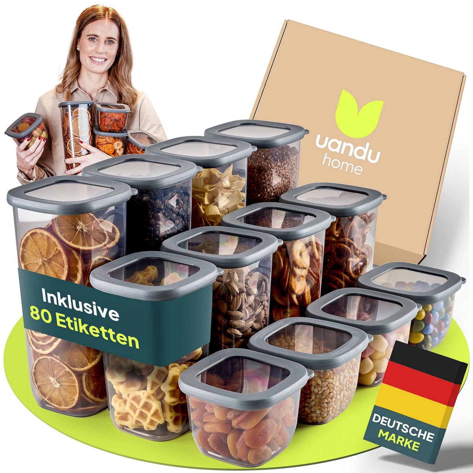 Набір ємностей для зберігання uandu 12 шт з етикетками Airtight BPA Free, фото №1 Набір ємностей для зберігання uandu 12 шт з етикетками Airtight BPA Free, фото №1