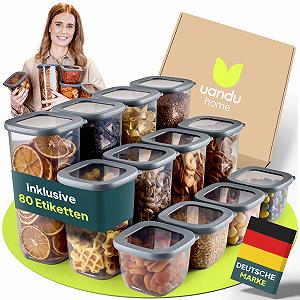 Набір ємностей для зберігання uandu 12 шт з етикетками Airtight BPA Free - Фото 1