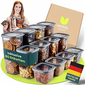Набір ємностей для зберігання uandu 12 шт з етикетками Airtight BPA Free - Фото 1