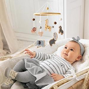 Мобиль для детской кроватки Forest Animals из фетра Лесные животные Жираф, Лев, Слон, Зебра Деревянный подвесной колокольчик для мальчиков и девочек цена на synthetic.ua - Фото 1 Мобиль для детской кроватки Forest Animals из фетра Лесные животные Жираф, Лев, Слон, Зебра Деревянный подвесной колокольчик для мальчиков и девочек synthetic.ua - Фото 1